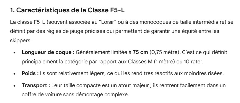 Caractéristiques classe F5-L